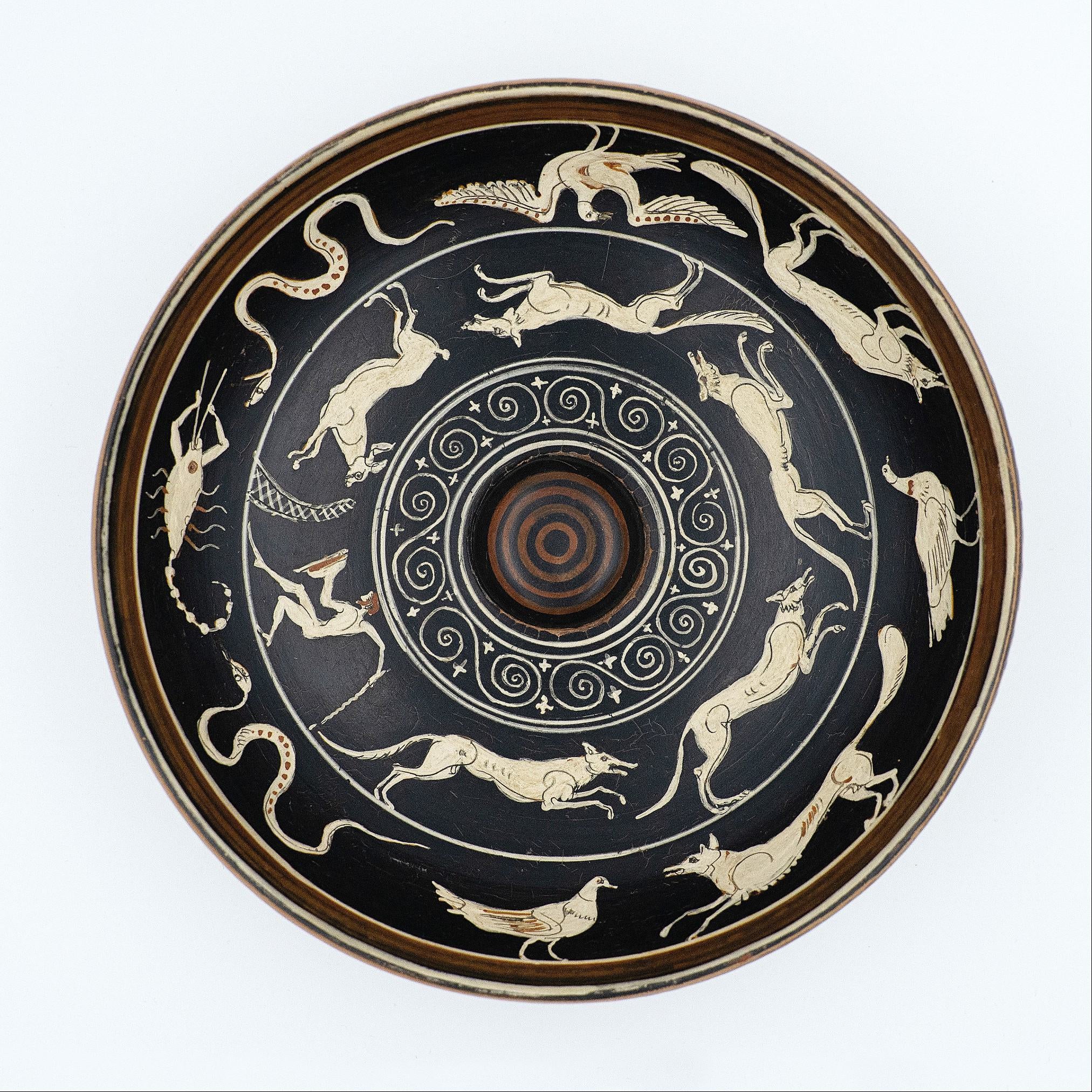 'The Hare hunt' White-on-Black libation bowl