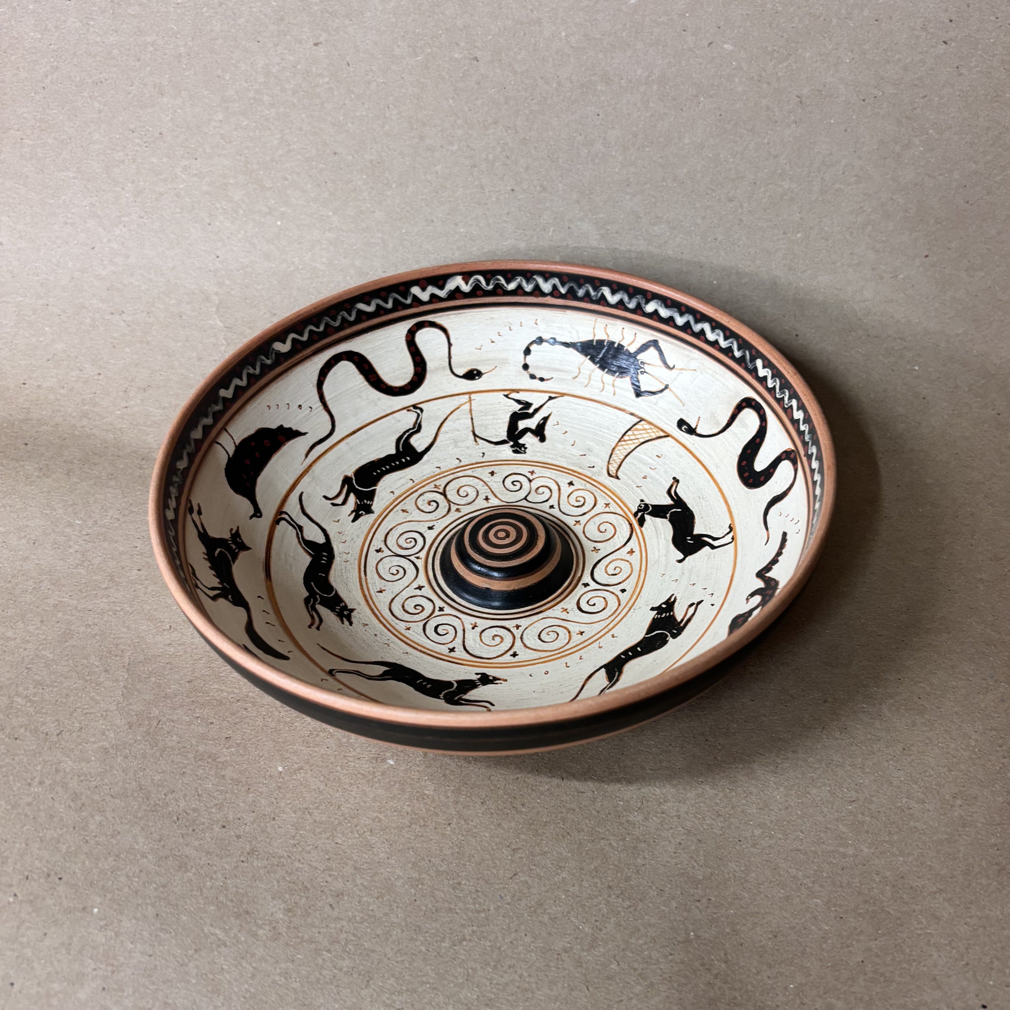 'The Hare hunt' Black-on-White libation bowl
