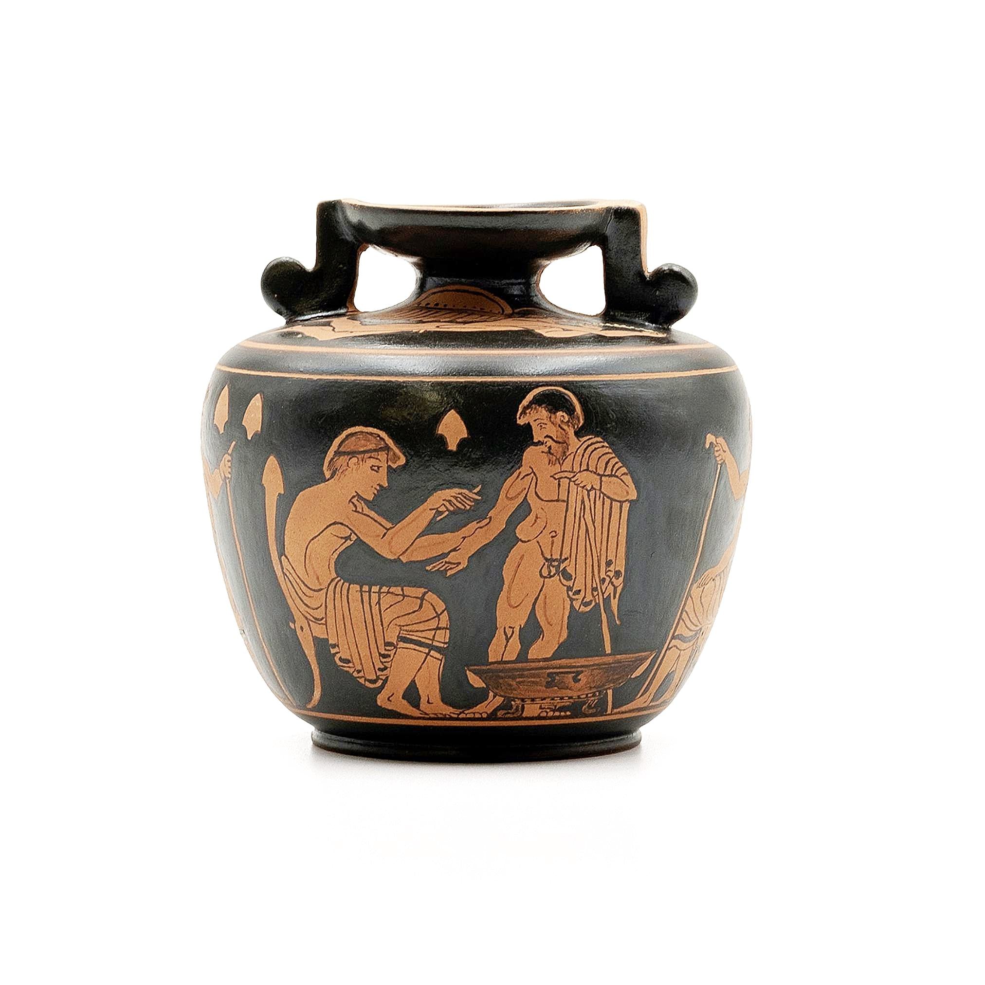 Greek Medical Scene Vase with Erotes - Red figure aryballos