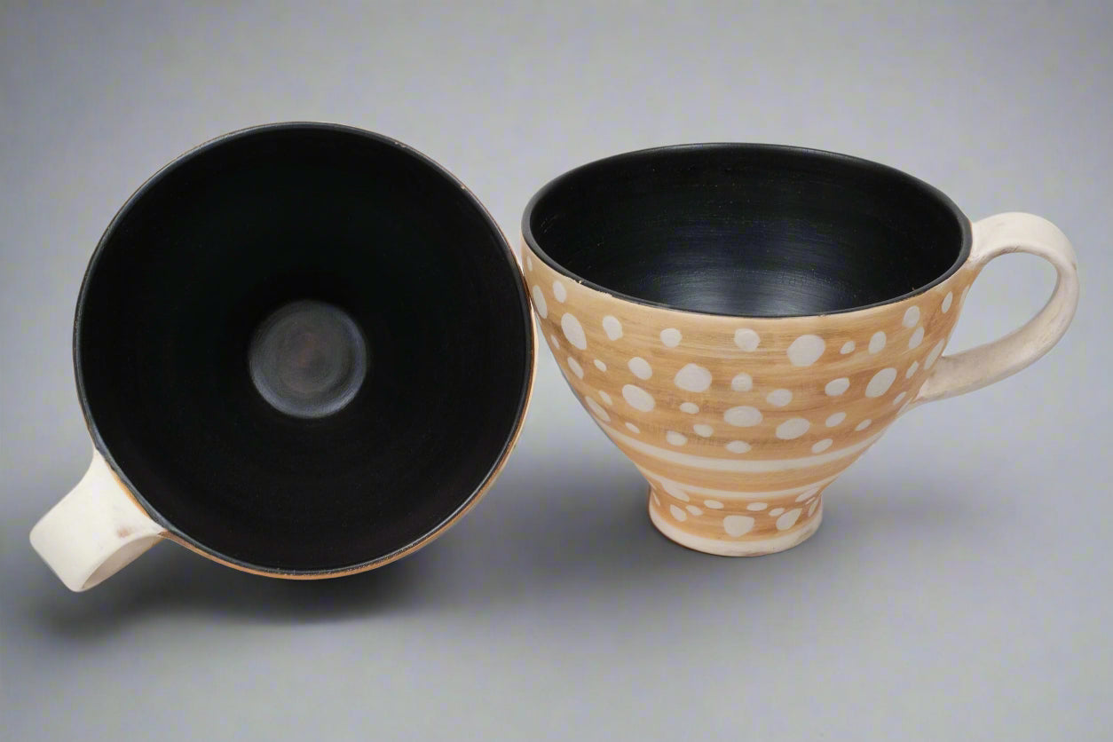White painted mug with dots