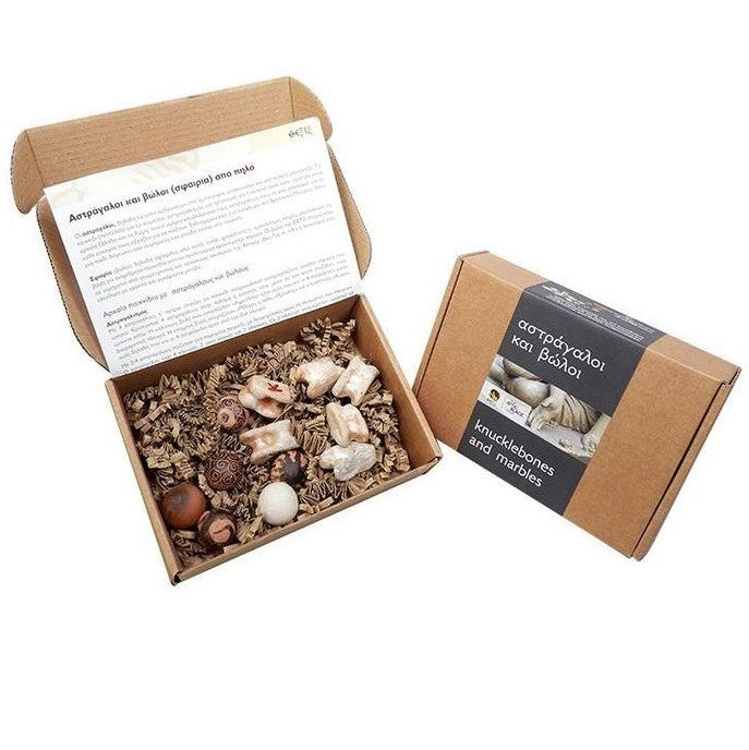 Knucklebones (astragaloi) and marbles (spheria) made of clay