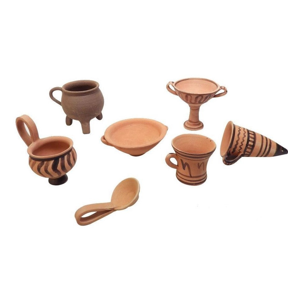 Ancient Mycenaean Ceramic Kitchen Toys Pretend Play Set