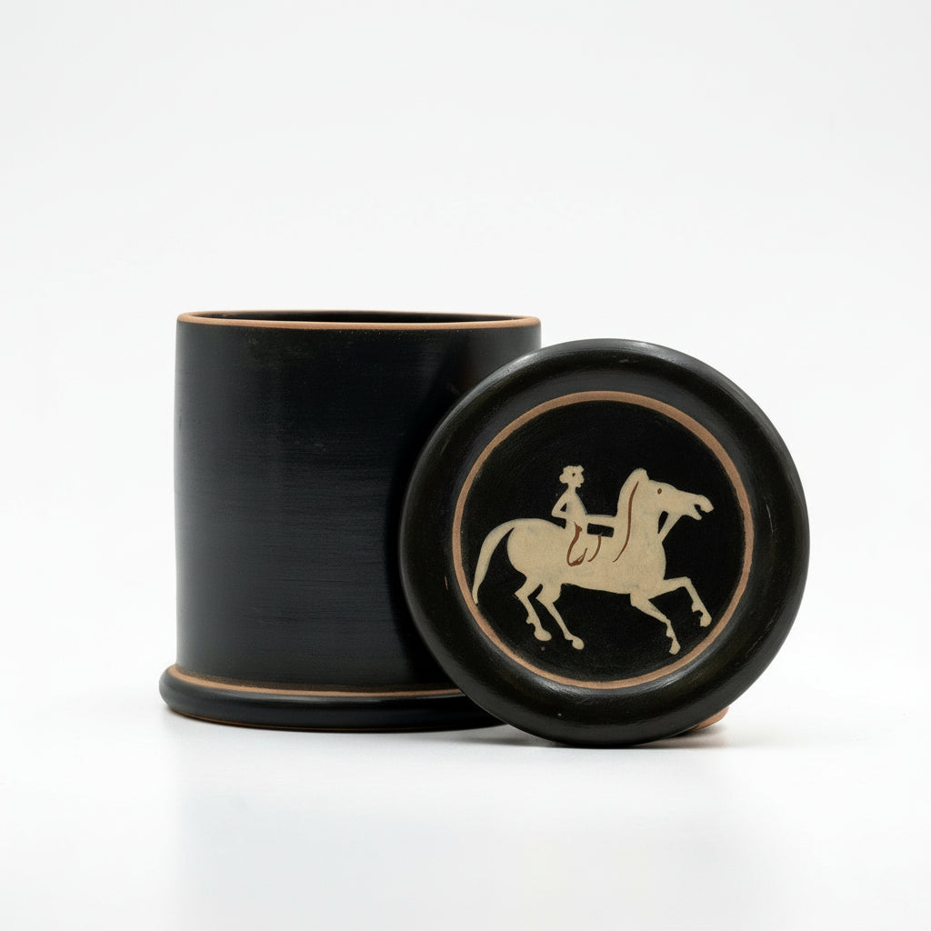 BG cylindrical Pyxis with a rider