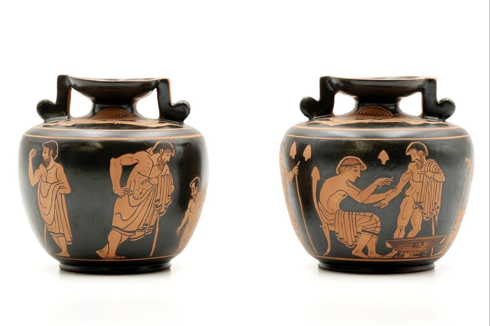 Greek Medical Scene Vase with Erotes - Red figure aryballos