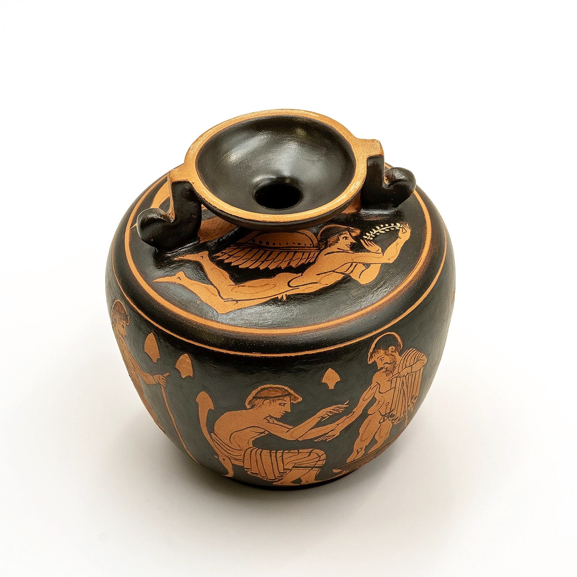 Greek Medical Scene Vase with Erotes - Red figure aryballos