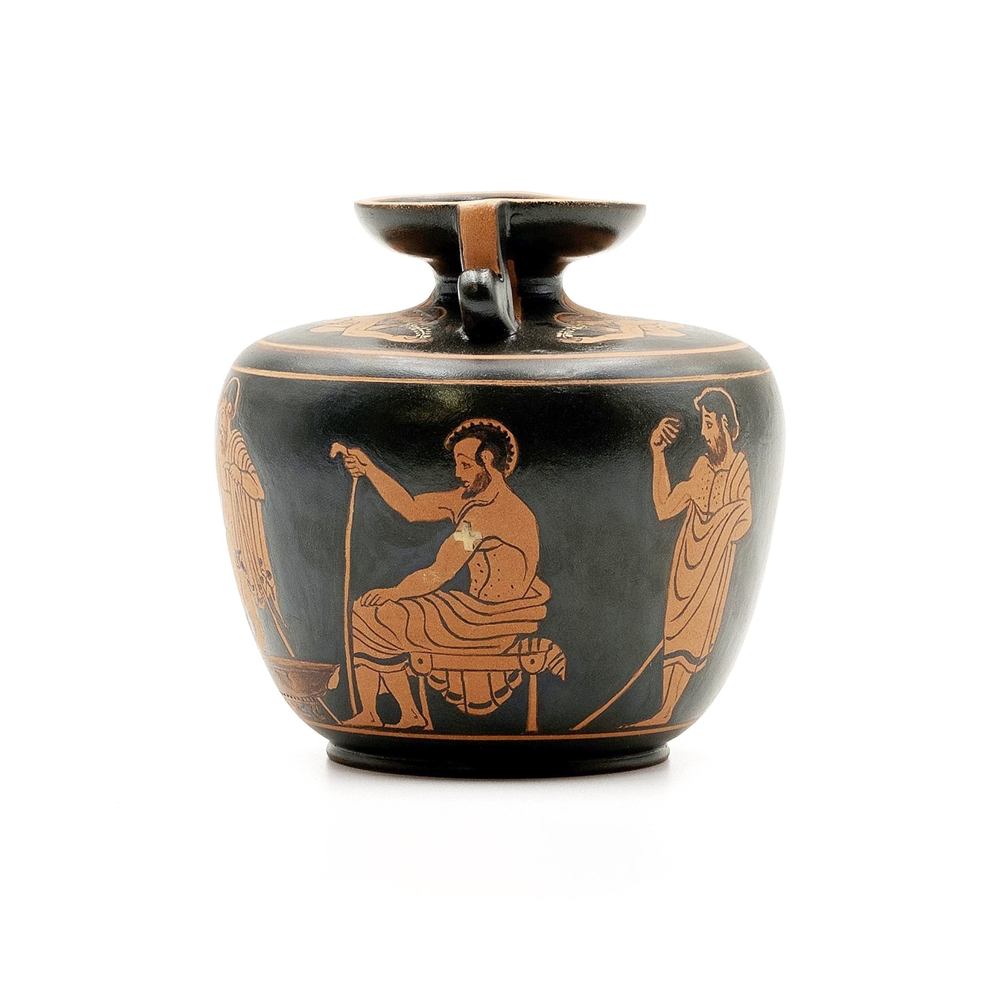 Greek Medical Scene Vase with Erotes - Red figure aryballos