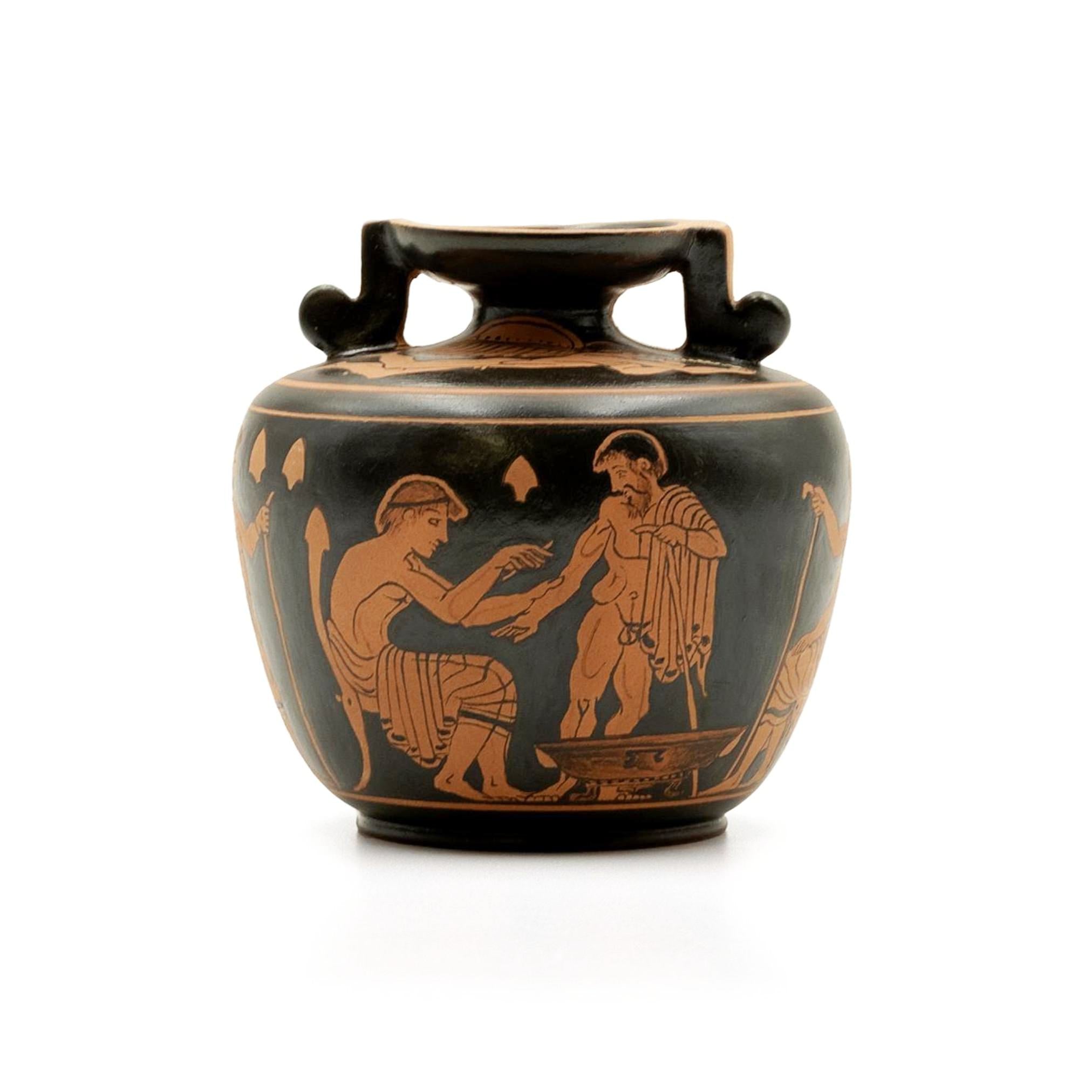 Greek Medical Scene Vase with Erotes - Red figure aryballos