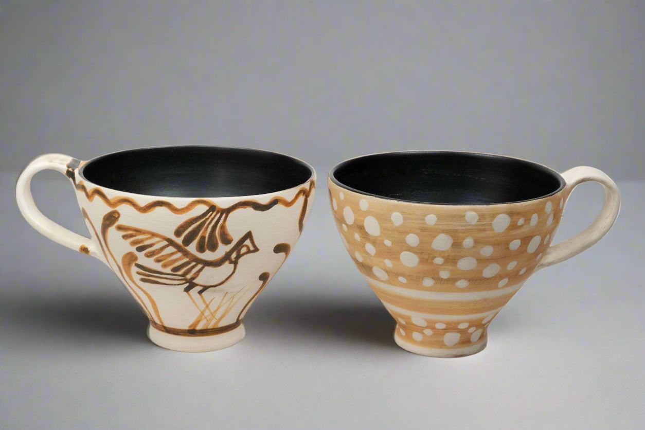 White painted mug with dots