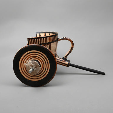 Ceramic chariot with a unique geometric design 