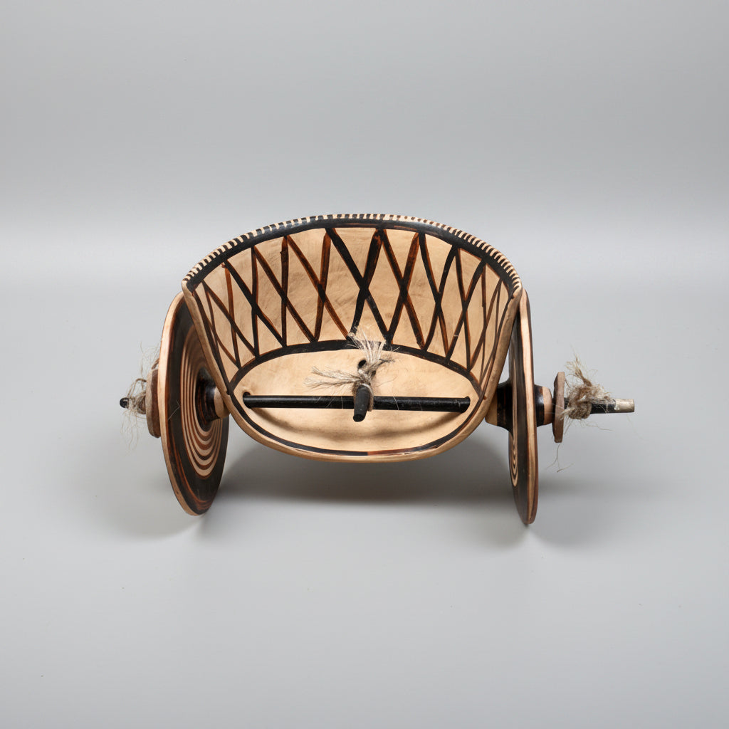 ancient Greek Ceramic chariot with geometric decorative patterns