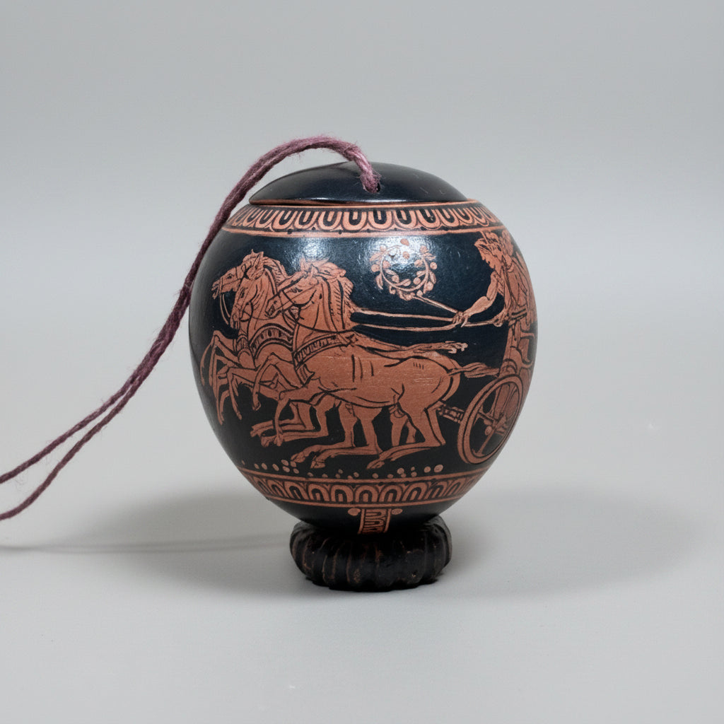 Decorative urn with classical design on a white background