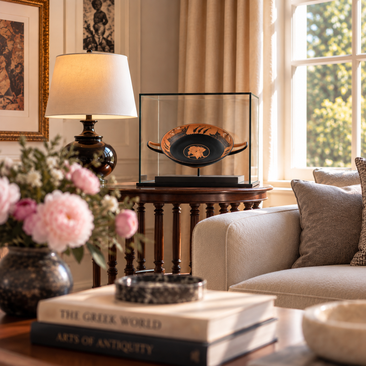 Our THETIS bilingual kylix in its Paris home — photo shared by our client.