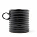 Black Glazed cylindrical ribbed mug