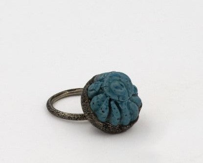 Egyptian Faience silver ring (2)