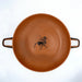 Handmade ceramic bowl with black ancient Greek warrior painting and two side handles